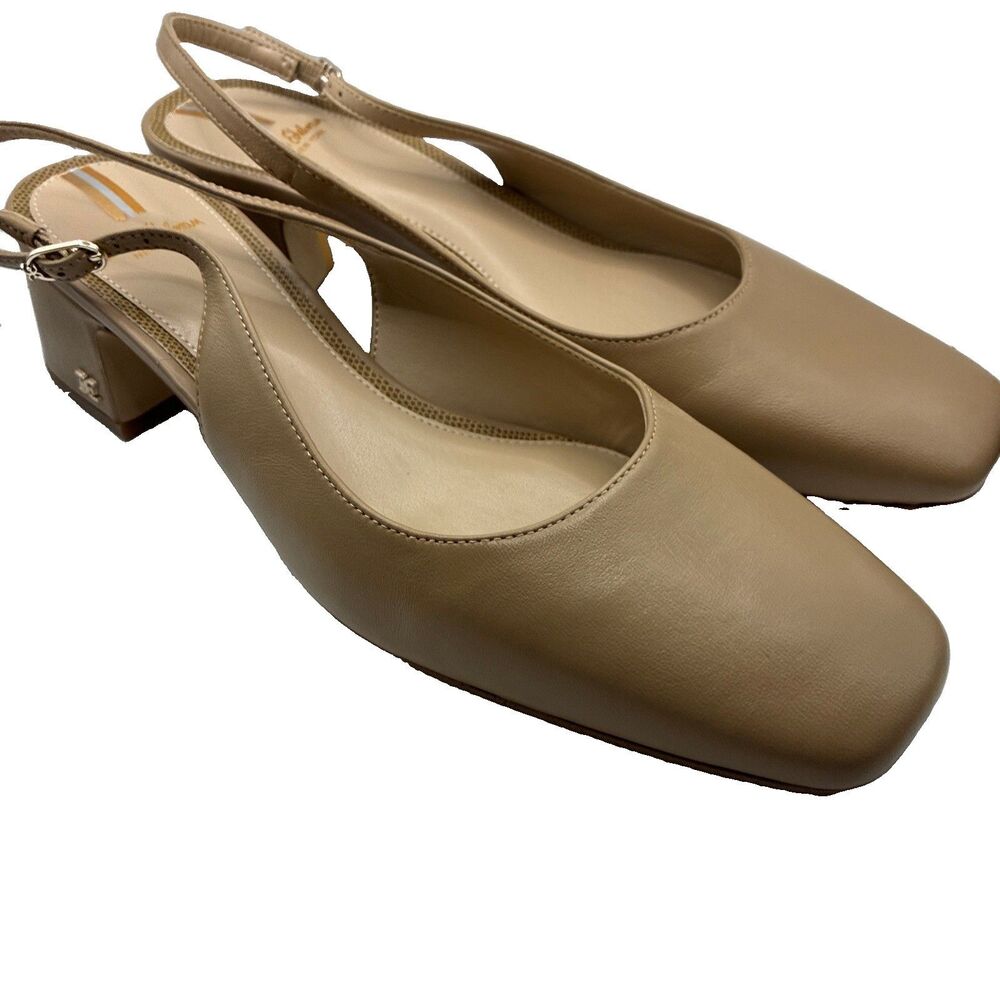 Sam Edelman Women’s Terra Slingback Block Heel Pumps Tan Square Toe 9.5 New